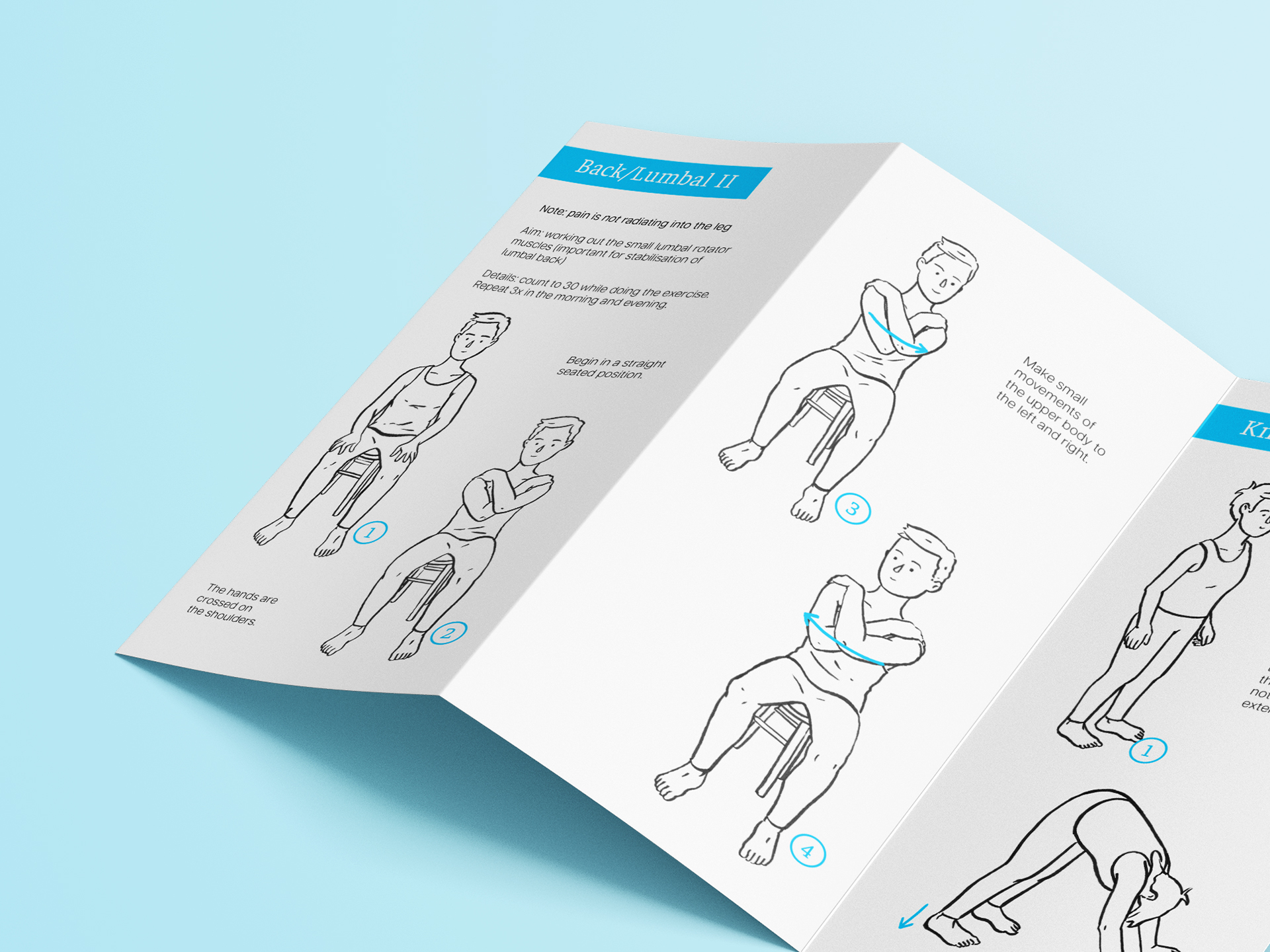 Booklet mit physiotherapeutischen Übungen fürs Training zuhause, Detailansicht