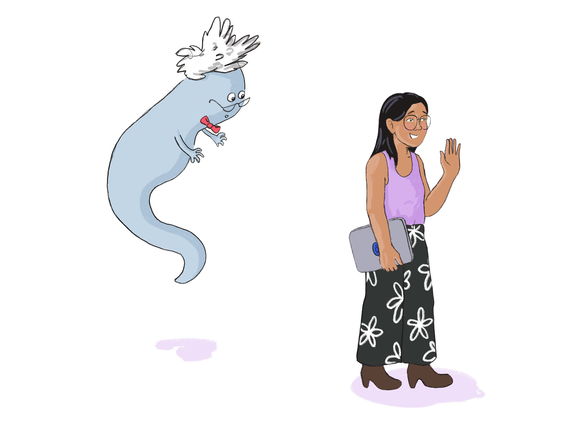 Ausschnitt aus dem Science Comic "Die Entdeckung der Filterblase" - ein Science Comic für Kinder im Alter von 10-14 Jahren zum Thema Social Media, Algorithmen und Fake News. Abgebildet ist eine freie Illustration von zwei Characterdesigns aus dem Comic.